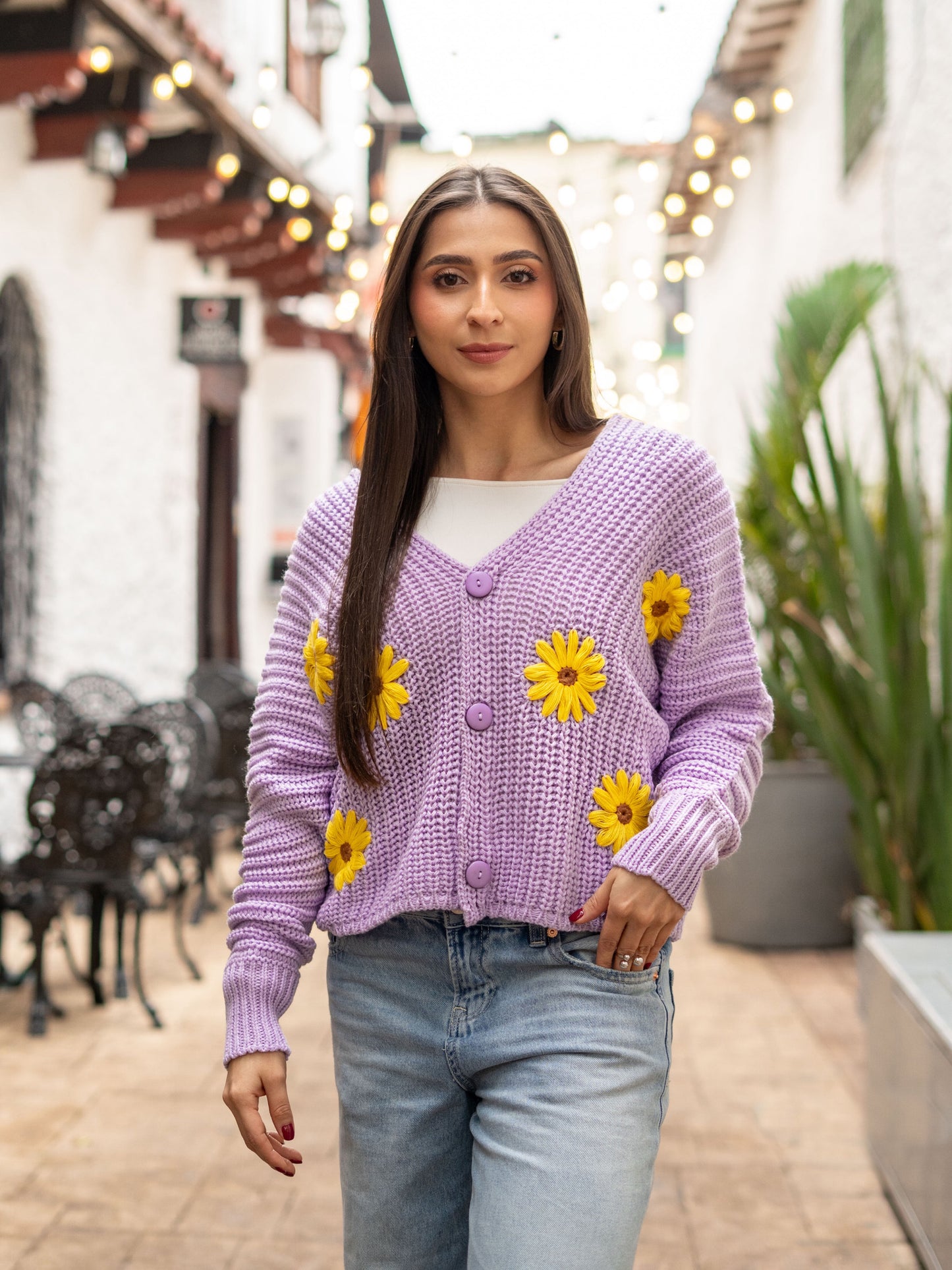 Saco girasol tejido