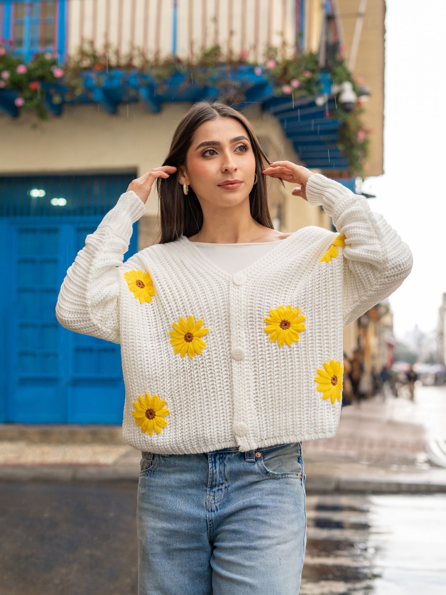 Saco girasol tejido